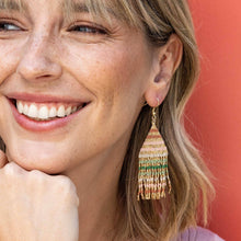 Load image into Gallery viewer, Lexie Horizontal Gold Lines Beaded Fringe Earrings Desert