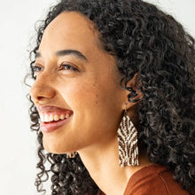 Load image into Gallery viewer, Delilah Zebra Print Beaded Fringe Earrings Bronze + Ivory