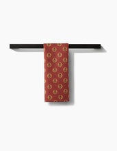 Load image into Gallery viewer, Geometry Artisanal Floral Orange Tea Towel