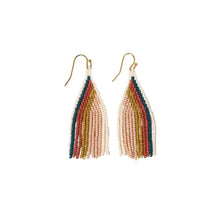 Load image into Gallery viewer, Audrey Vertical Stripe Petite Beaded Fringe Earrings Desert