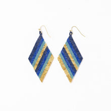 Load image into Gallery viewer, Frida Diagonal Ombre Stripes Beaded Earrings Blue