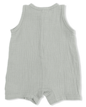 Load image into Gallery viewer, Sage Green Organic Cotton Muslin Sleeveless Short Romper