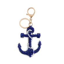 Load image into Gallery viewer, Anchor Beaded Bag Charm/Key Ring