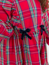 Load image into Gallery viewer, Girls Tis The Season Plaid Ruffle Bow Dress
