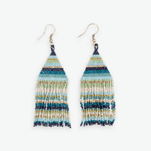 Load image into Gallery viewer, Lexie Horizontal Stripe Beaded Fringe Earrings Blue