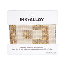 Load image into Gallery viewer, Brooklyn Two Color Squares Beaded Stretch Bracelet Gold
