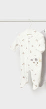 Load image into Gallery viewer, Mayoral velour onesie, rocking animal print, fog grey
