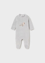 Load image into Gallery viewer, Mayoral velour onesie, duck print, fog grey
