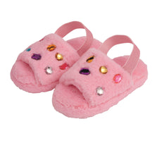 Load image into Gallery viewer, Mud Pie Jeweled Fur Slippers - Pink
