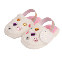 Load image into Gallery viewer, Mud Pie Jeweled Fur Slippers - White
