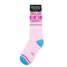 Load image into Gallery viewer, Taylor Is My Therapist Gym Crew Socks
