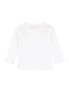 Girls White Knit Long Sleeve Ruffle Sleeve Top