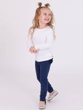 Load image into Gallery viewer, Girls White Knit Long Sleeve Ruffle Sleeve Top
