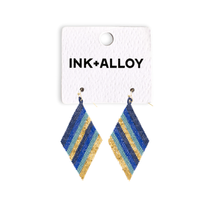 Load image into Gallery viewer, Frida Diagonal Ombre Stripes Beaded Earrings Blue
