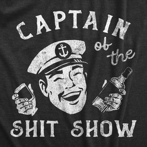 Captain Of The Shit Show Funny Mens T Shirt Drinking Graphic