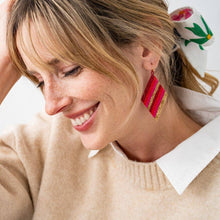 Load image into Gallery viewer, Frida Diagonal Ombre Stripes Beaded Earrings Hot Pink
