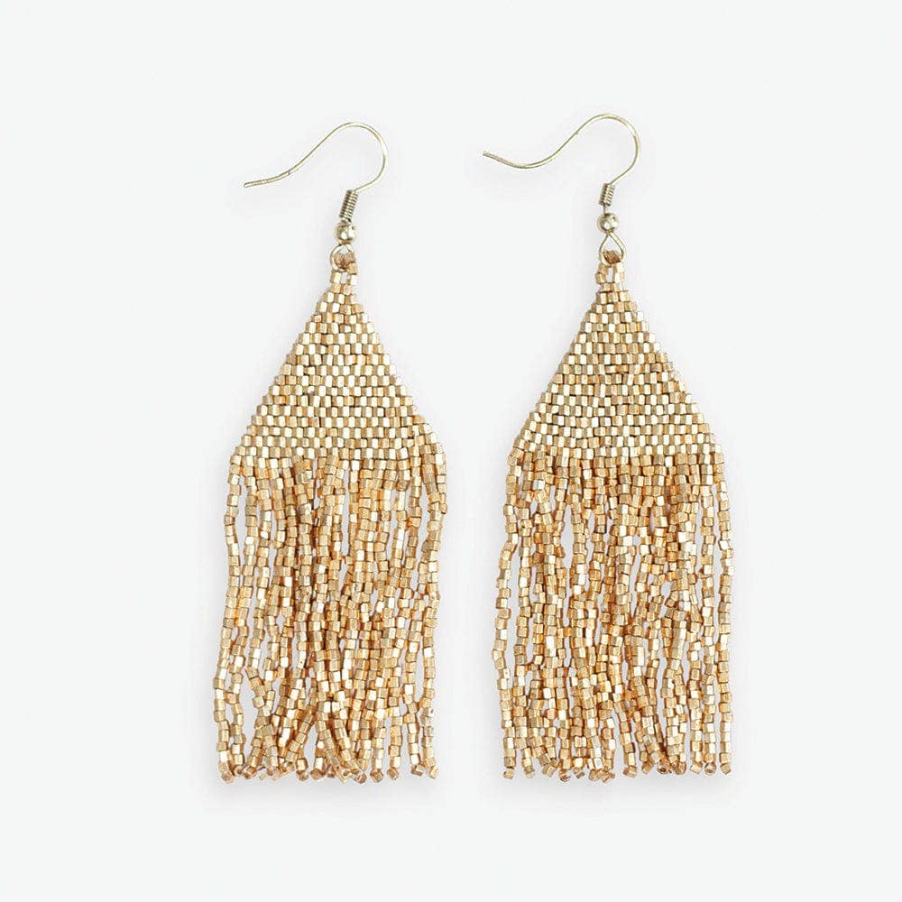 Lexie Solid Beaded Fringe Earrings Gold