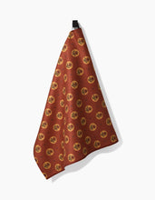 Load image into Gallery viewer, Artisanal Floral Orange Tea Towel
