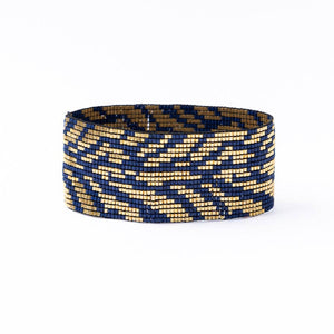 Brooklyn Tiger Print Beaded Stretch Bracelet Navy