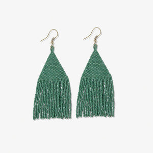 Lexie Solid Beaded Fringe Earrings Emerald Green Wholesale