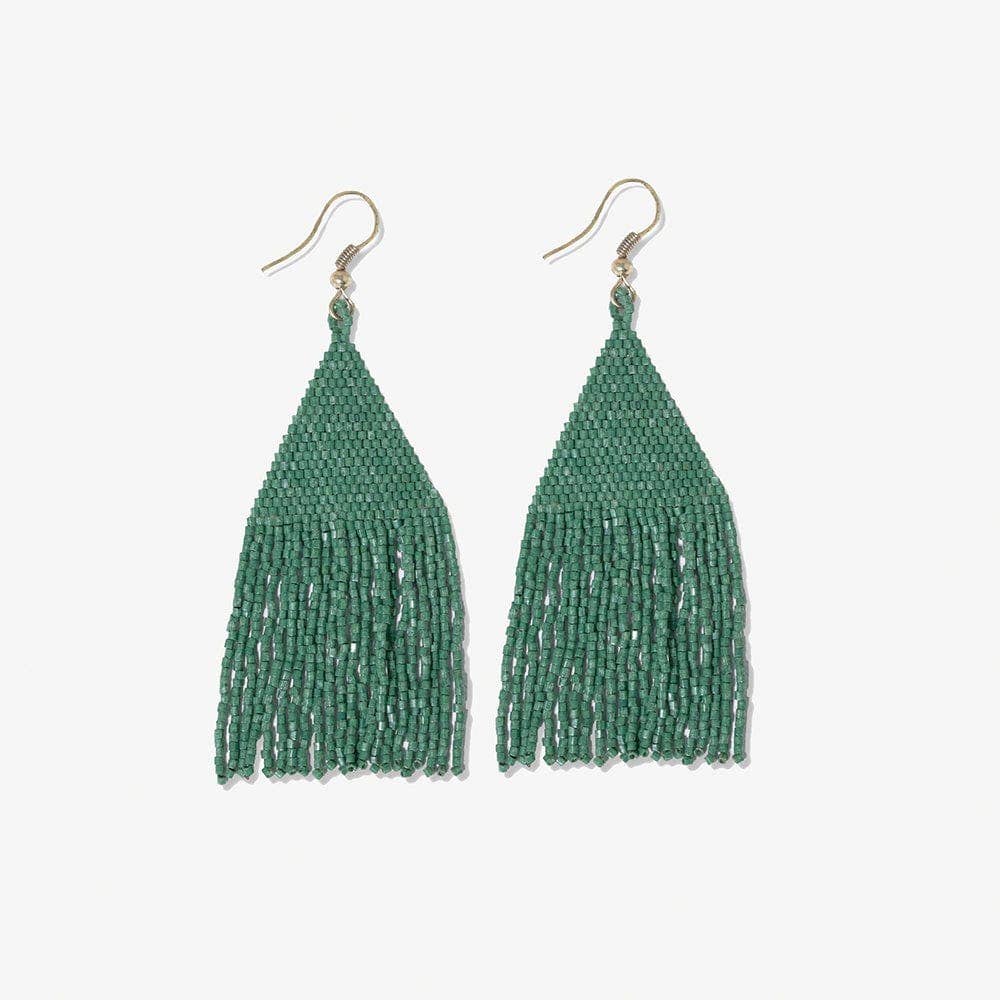 Lexie Solid Beaded Fringe Earrings Emerald Green Wholesale
