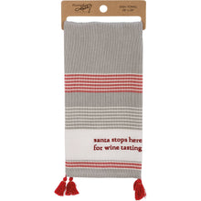 Load image into Gallery viewer, Santa Stops Here For Wine Tasting Kitchen Towel
