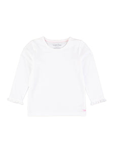 Girls White Knit Long Sleeve Ruffle Sleeve Top