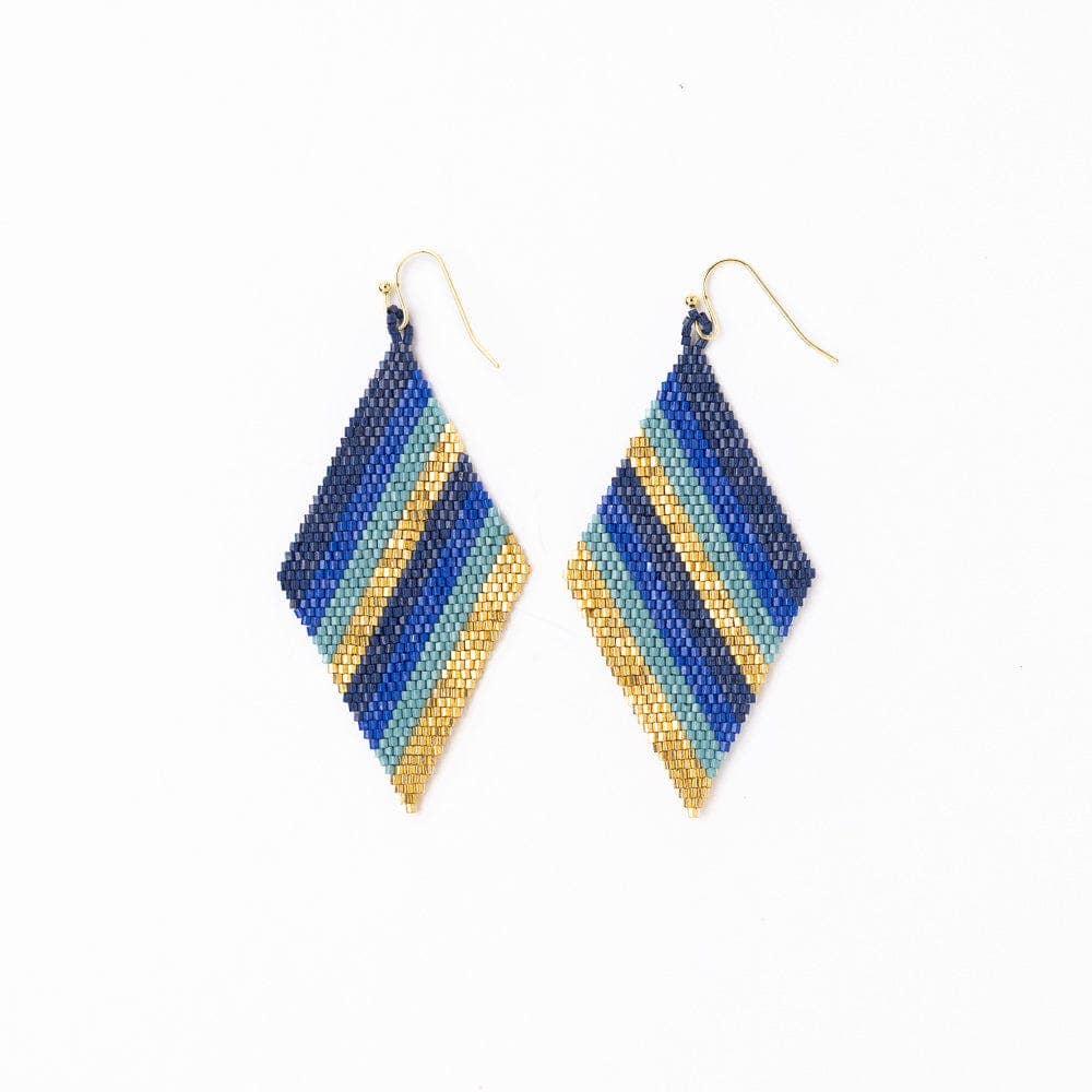 Frida Diagonal Ombre Stripes Beaded Earrings Blue