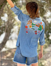 Load image into Gallery viewer, “Happy Place” Embroidered Denim Shirt
