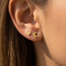 Load image into Gallery viewer, Moon Heart Earrings detail
