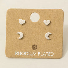 Load image into Gallery viewer, Moon Heart Earrings - Silver
