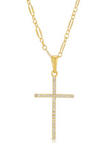 CZ Whisper Cross Necklace