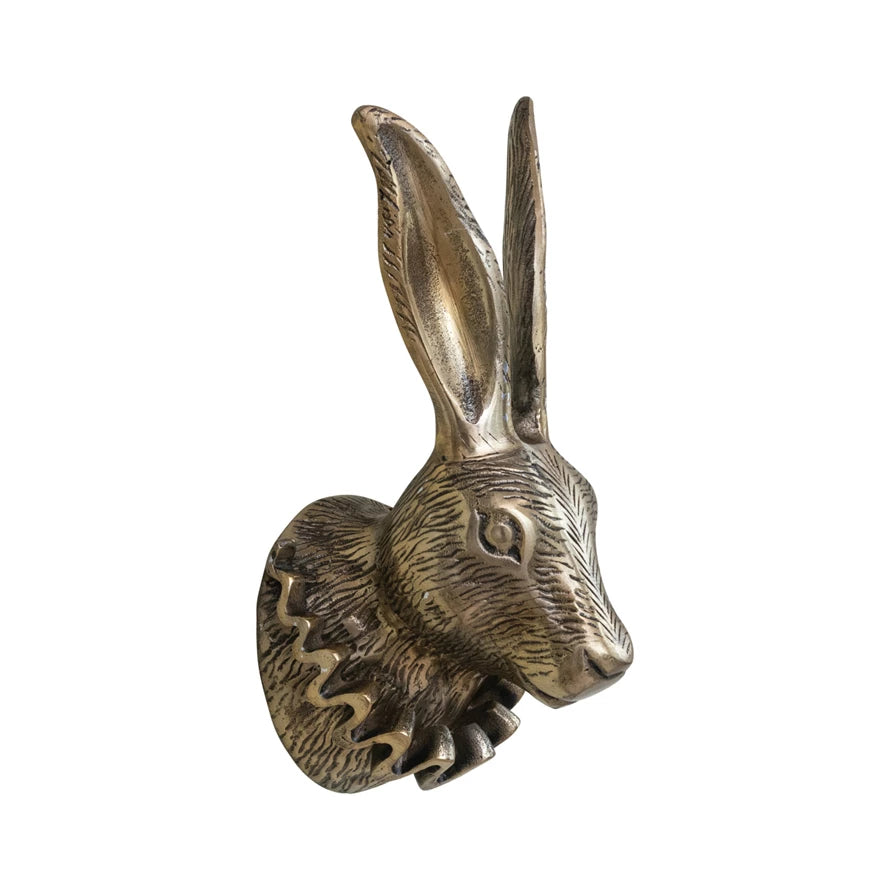 Cast Aluminum Rabbit Head with Ruff Collar