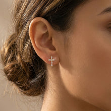Load image into Gallery viewer, Cross Square Stone Earrings detail
