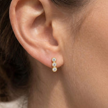 Load image into Gallery viewer, 3 Stone Earrings detail
