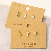 Load image into Gallery viewer, 3 Piece Flat Back Stud Earring Set - Star
