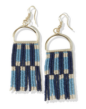 Load image into Gallery viewer, Allison Check Stripe Beaded Fringe Earrings
