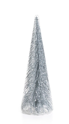 Clear Glass Decorative Tree w/ Silver Glitter