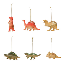 Load image into Gallery viewer, Dinosaur Ornament w/ Glitter
