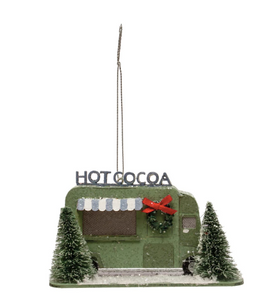 Paper Hot Cocoa Truck in Winter Scene Ornament