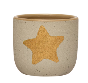 Stoneware Planter w/ Gold Star