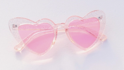 Pink Party Glitter Heart Sunglasses