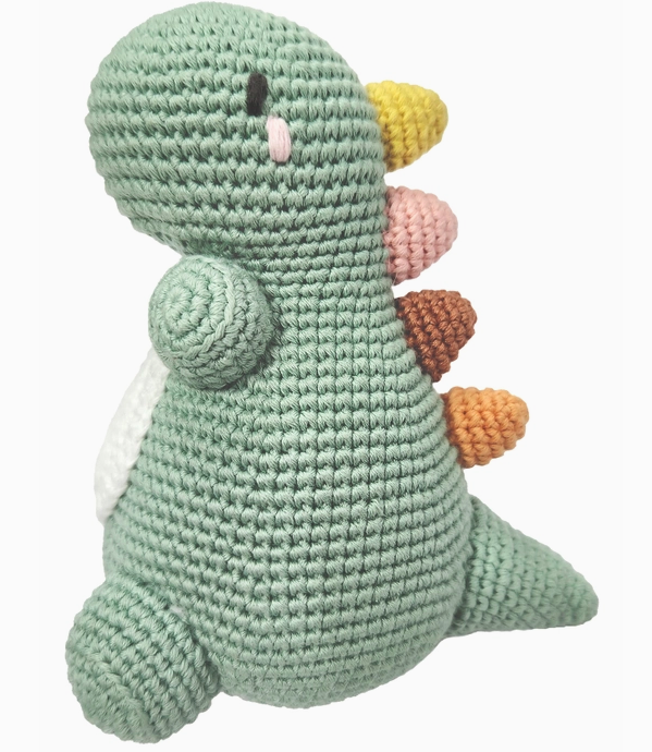 Crochet Baby Dino Rattle Toy