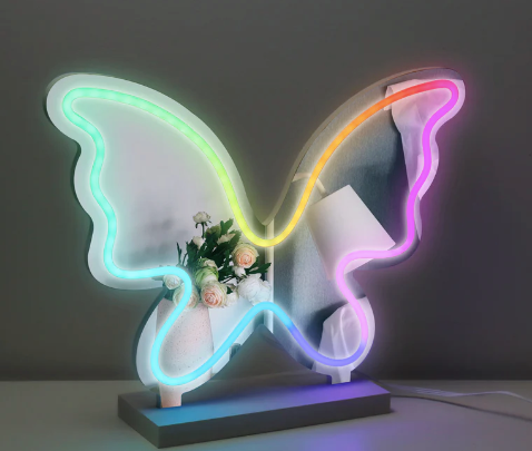 Butterfly Neon Sign w/ Mirror