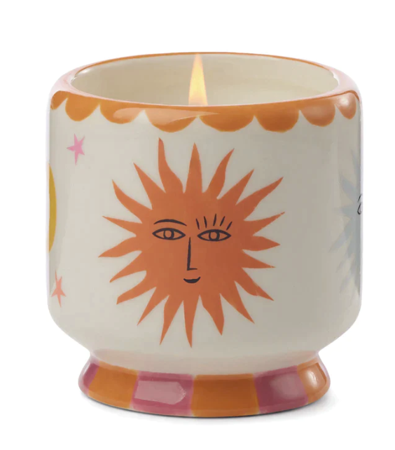 Handpainted Sun Ceramic Candle