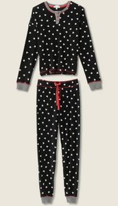 PJ Salvage Tiny Hearts Waffle Thermal Ski Jammie Set