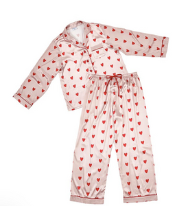 Long Sleeve PJ Set - Pink/Red Hearts