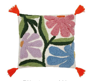 Floral Field with Tassels Hook Pillow