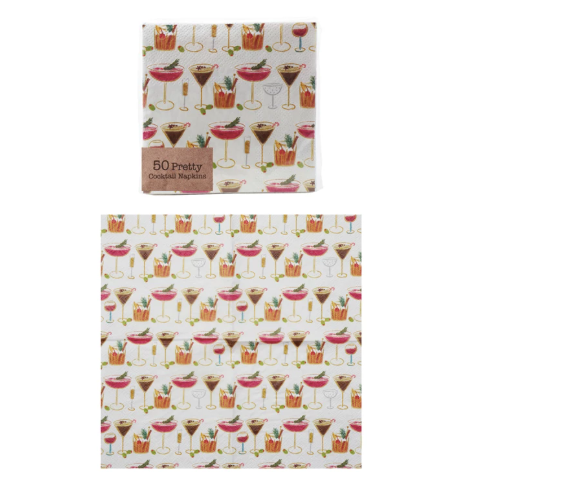 Paper Cocktail Napkins with Cocktail Pattern