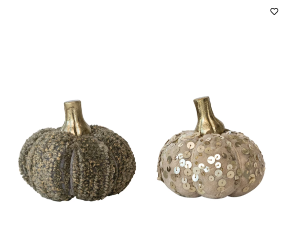 Handmade Cotton Velvet, Sequin/Bouclé & Aluminum Pumpkin